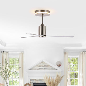 Levi 52" 1-Light Contemporary Minimalist 6-Speed Iron Height Adjustable Integrated LED Ceiling Fan with Remote - JONATHAN Y